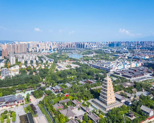 Letecký Pohled Město Giant Wild Goose Pagoda Shaanxi Čína — Stock fotografie