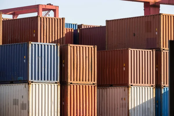 Nahaufnahme Der Container Güterhof Moderner Logistischer Hintergrund — Stockfoto