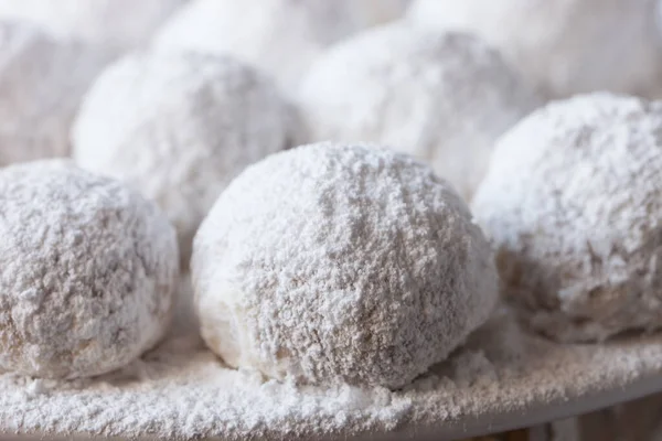 Powdered Sugar Snowball Christmas Cookies — Stock Photo, Image