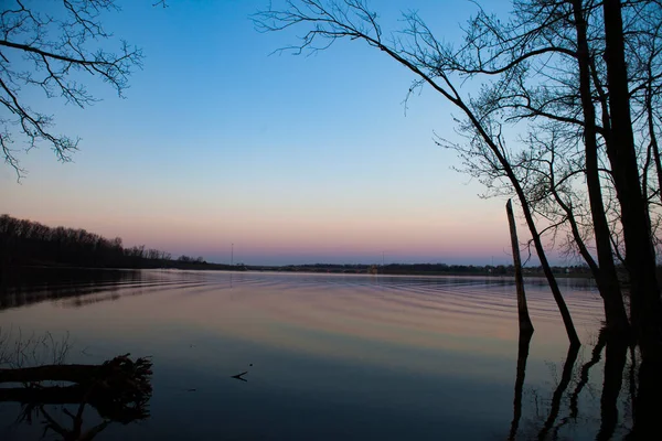 Zapora Hoover Reservoir Westerville Columbus Ohio Świcie — Zdjęcie stockowe