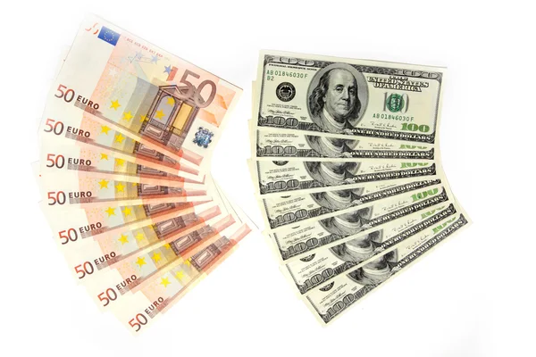 Dollar und Euro — Stockfoto