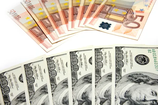 Dollars en euro — Stockfoto