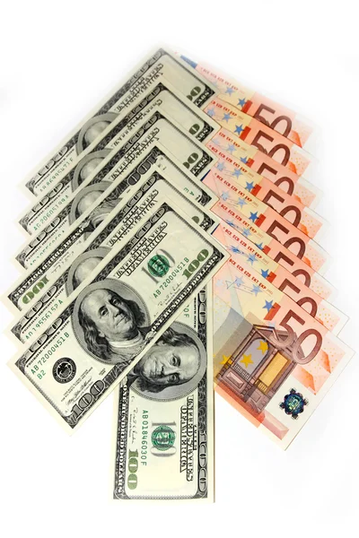 Dollar und Euro — Stockfoto