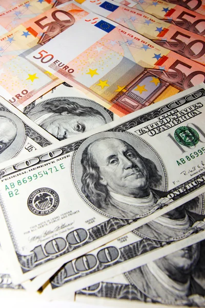 Dollars and euro — Stock Photo, Image