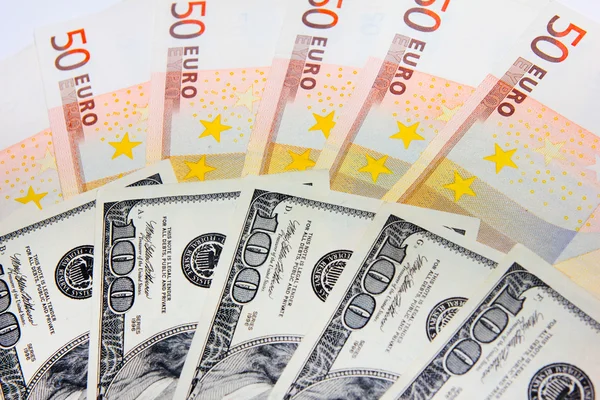 Dolar ve euro — Stok fotoğraf