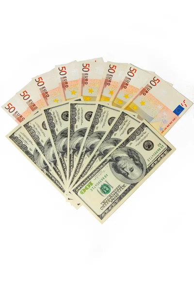 Dollars en euro — Stockfoto