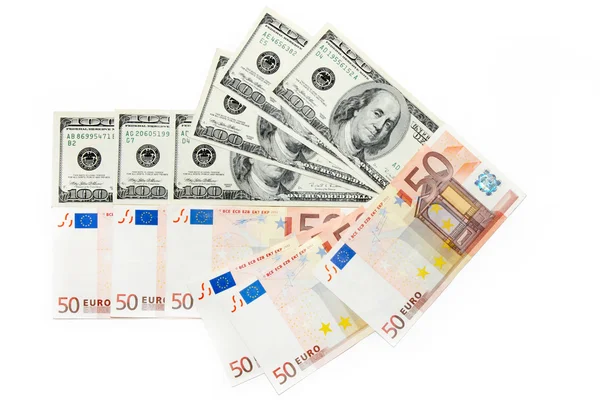 Dollar und Euro — Stockfoto