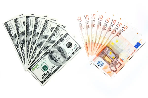 Dollar und Euro — Stockfoto