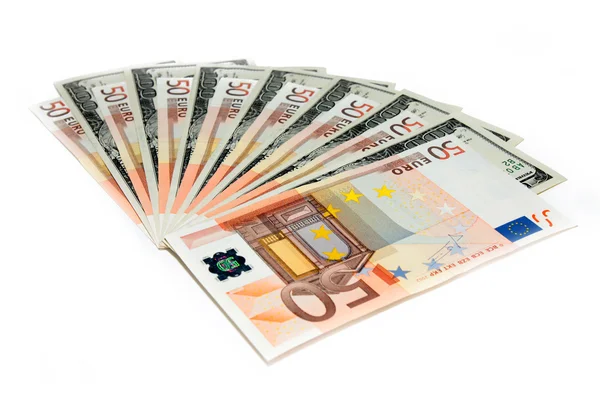 Dollar und Euro — Stockfoto