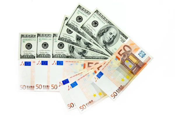 Dollars and euro Stock Image