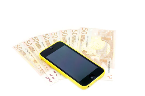 Telefon och noterar av euron — Stockfoto