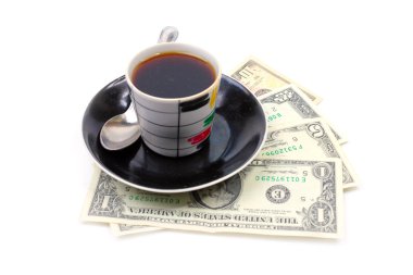 fincan kahve ve dolar