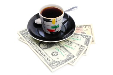 fincan kahve ve dolar