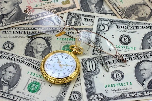 Brille Dollar-Uhr — Stockfoto