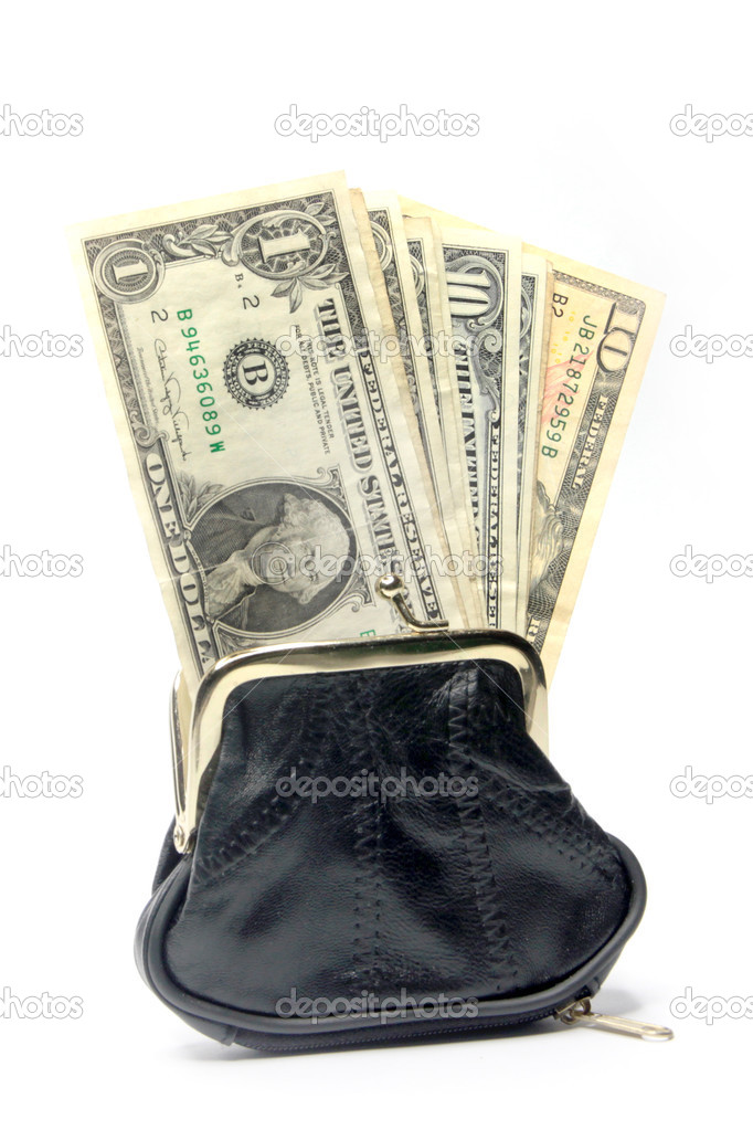 Dollars are in a black purse