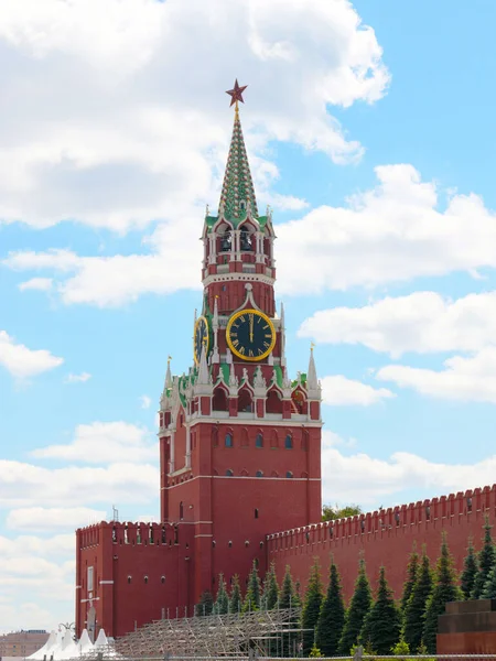 Horloge Sur Tour Spasskaya Kremlin Moscou Comme Symbole Russie — Photo