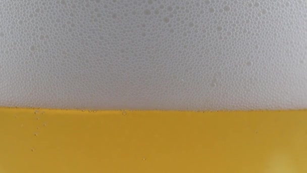 Luftblasen Schaum Auf Der Oberfläche Von Leichtbier — Stockvideo