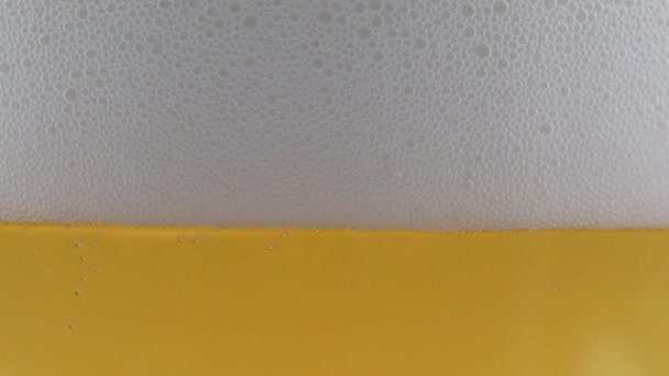 Bulles Air Dans Mousse Surface Bière Légère — Video