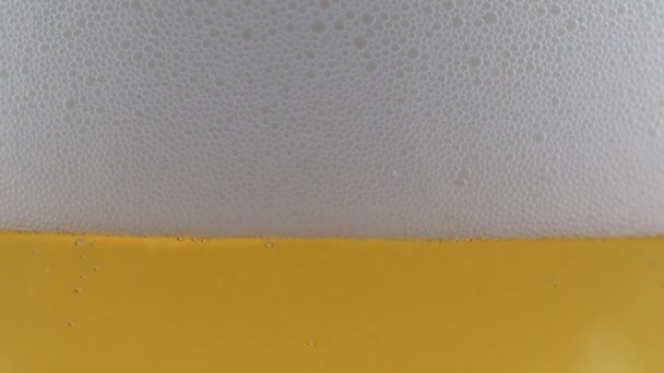 Bolhas Espuma Superfície Cerveja Leve — Vídeo de Stock