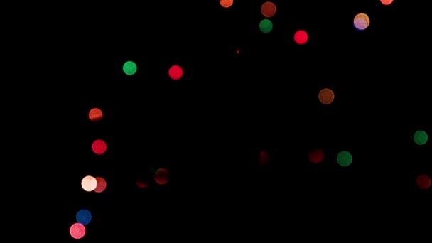 Luces Borrosas Lámparas Multicolores Guirnalda Navidad — Vídeo de stock