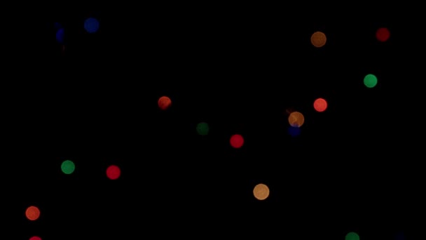 Размытые Огни Разноцветных Ламп Рождественской Гирлянды — стоковое видео