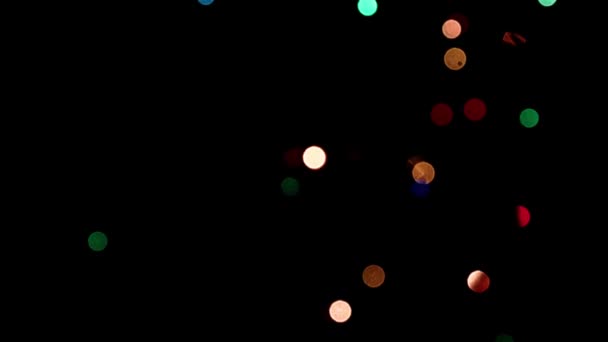 Θολά Φώτα Πολύχρωμων Λαμπτήρων Χριστουγεννιάτικης Γιρλάντας — Αρχείο Βίντεο