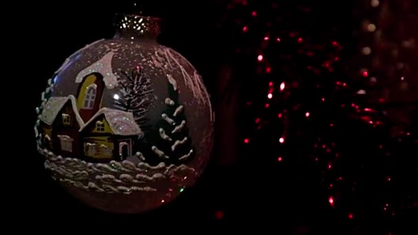 Juguete Cristal Una Rama Abeto Víspera Navidad — Vídeos de Stock