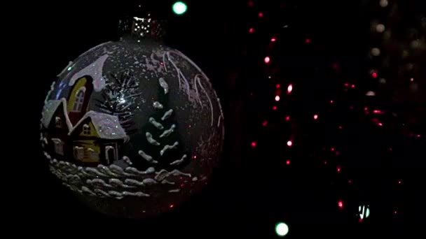 Стеклянная Игрушка Еловой Ветке Канун Рождества — стоковое видео