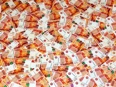 Bir yığın beş bin kâğıt Rus rublesi.