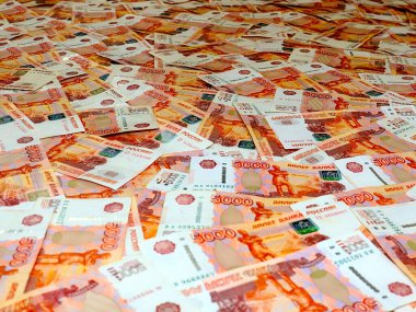 Bir yığın beş bin kâğıt Rus rublesi.