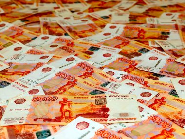 Bir yığın beş bin kâğıt Rus rublesi.