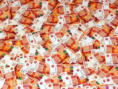 Bir yığın beş bin kâğıt Rus rublesi.