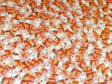 Bir yığın beş bin kâğıt Rus rublesi.