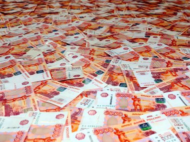 Bir yığın beş bin kâğıt Rus rublesi.