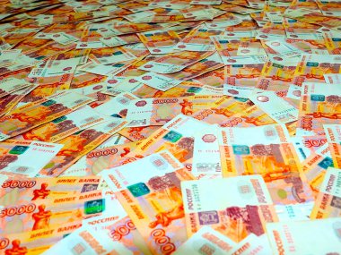 Bir yığın beş bin kâğıt Rus rublesi.