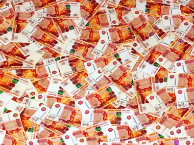 Bir yığın beş bin kâğıt Rus rublesi.