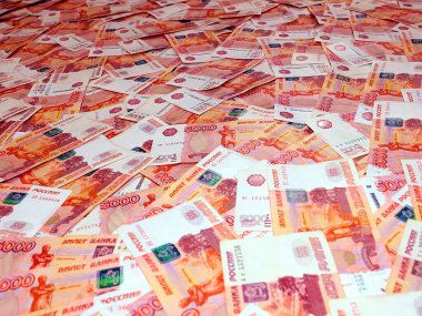 Bir yığın beş bin kâğıt Rus rublesi.