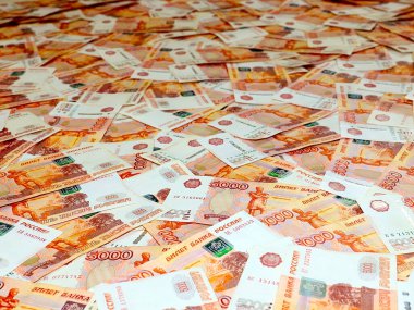 Bir yığın beş bin kâğıt Rus rublesi.