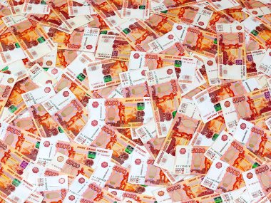 Bir yığın beş bin kâğıt Rus rublesi.