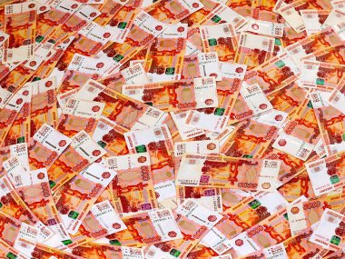 Bir yığın beş bin kâğıt Rus rublesi.