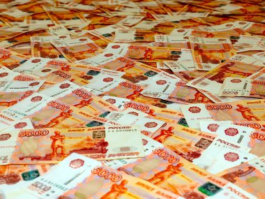 Bir yığın beş bin kâğıt Rus rublesi.