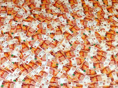 Bir yığın beş bin kâğıt Rus rublesi.