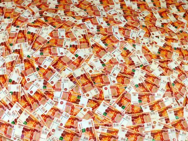 Bir yığın beş bin kâğıt Rus rublesi.