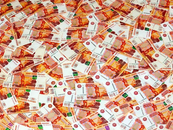 Ein Stapel Von Fünftausendsten Papierrechnungen Russische Rubel — Stockfoto