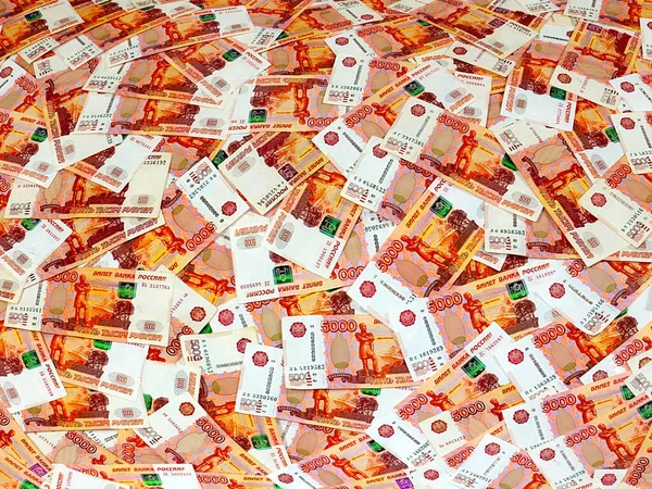 Bir yığın beş bin kâğıt Rus rublesi.