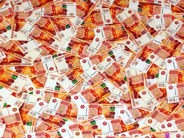 Bir yığın beş bin kâğıt Rus rublesi.
