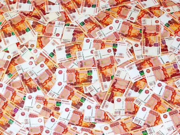 Bir yığın beş bin kâğıt Rus rublesi.