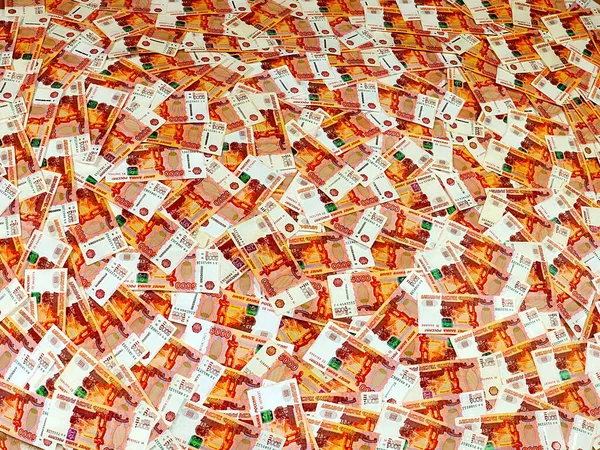 Bir yığın beş bin kâğıt Rus rublesi.