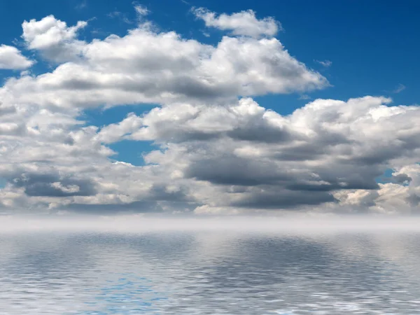 Vacker Återspegling Den Soliga Himlen Det Lugna Vattnet Havet — Stockfoto