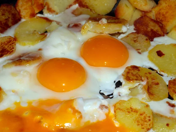 Délicieux Oeufs Brouillés Frits Dans Cadre Votre Petit Déjeuner Matinal — Photo